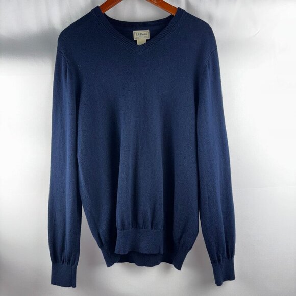 L.L Bean Men's Cotton Cashmere V-Neck Sweater - Picture 1 of 8